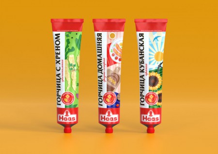 дизайн упаковки горчицы Haas