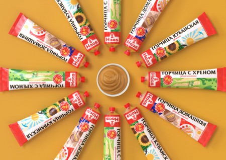 дизайн упаковки горчицы Haas