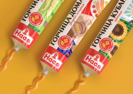 дизайн упаковки горчицы Haas