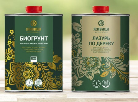новый дизайн упаковки краски "Живица"