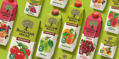дизайн упаковки сока "Волжский посад"