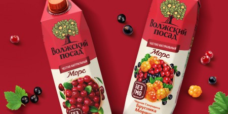дизайн упаковки сока "Волжский посад"