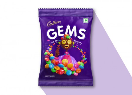 обновленный дизайн упаковки для конфет Cadbury Gems