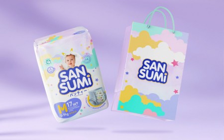 Getbrand разработали дизайн упаковки для подгузников Sansumi